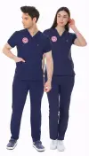 LACİVERT HEMŞİRE FORMASI LİKRALI SCRUBS TAKIM (PATRIOT BLUE)