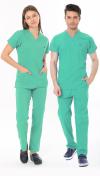 MİNT YEŞİLİ AİLE SAĞLIĞI ÇALIŞAN FORMASI LİKRALI SCRUBS TAKIM (BERMUDA)